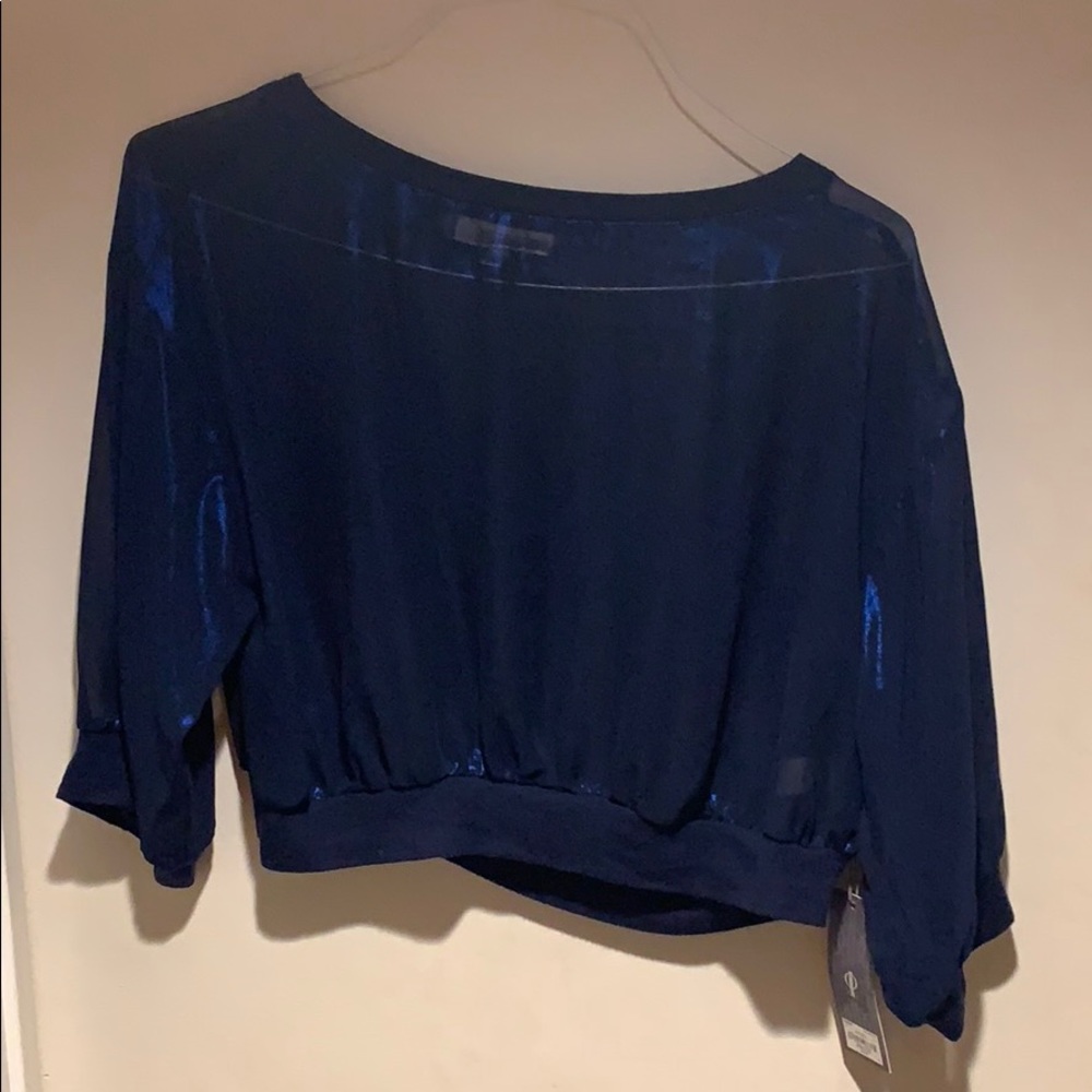 Jennifer Lopez Blue Metallic Top